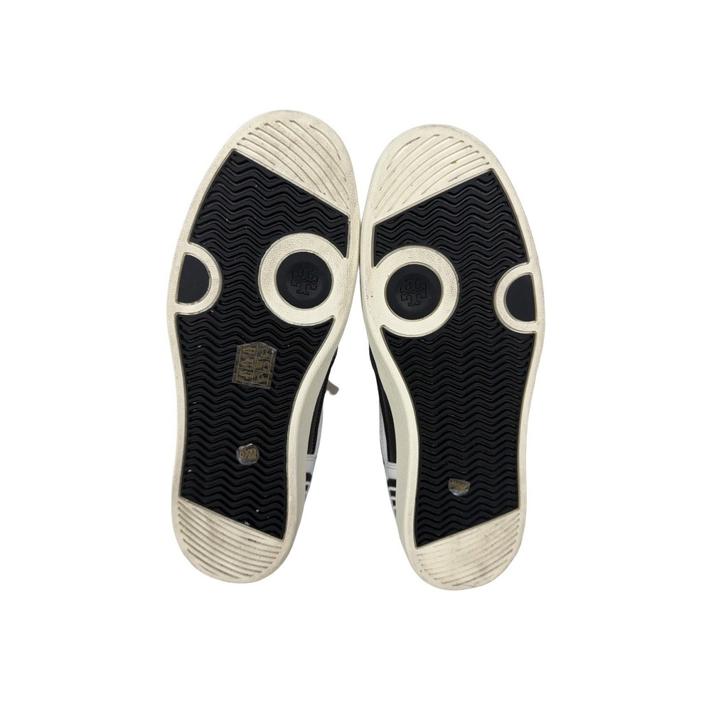 Tory Burch Clover Court Leather Sneakers Black White Womens 6.5 Casual Athletic - Picture 7 of 10